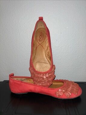 POD Coral Ruffle Ballet Flats size 7.5 M